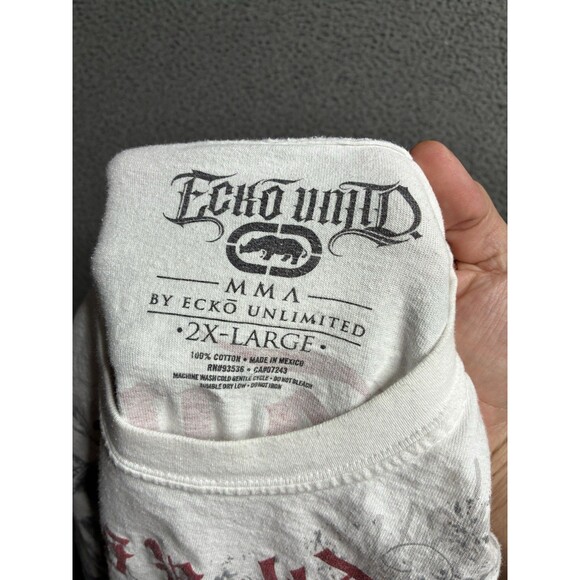 Y2K Eckō Unltd T-Shirt Mens 2XL White Double Sided Grunge Mma Cyber - Picture 3 of 13